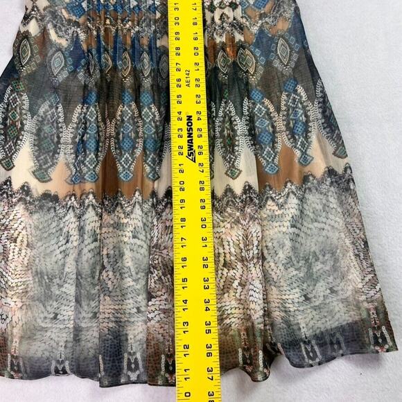 V Christina Dress M Y2K Embellished Scoop Neck Printed Midi Chiffon Witchy Gypsy - Picture 4 of 10